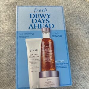 fresh Skincare Trio in Light Blue and White Packaging